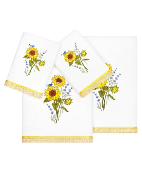 Textiles Turkish Cotton Girasol Embellished Fingertip Towel Set, 2 Piece
