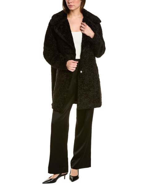 Stella + Lorenzo Plush Coat Women's Black Xs