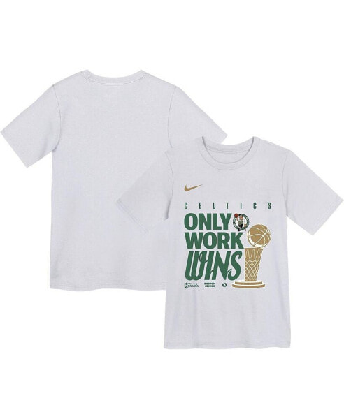 Big Boys and Girls White Boston Celtics 2024 NBA Finals Champions Celebration Parade T-Shirt