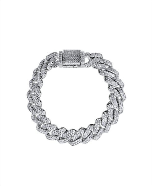 Frosty Link Collection 14mm Bracelet in White Gold- Plated Brass, 7"