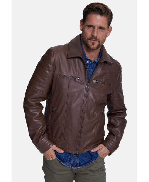 Men's Fashion Leather Jacket, Nappa Chocolate Brown