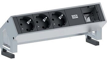 Bachmann DESK 2 - 0.2 m - Aluminium - Black - Stainless steel - 3 AC outlet(s) - 239 mm