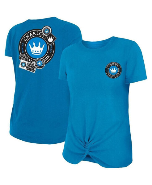 Women's Blue Charlotte FC Athletic Front Twist T-shirt