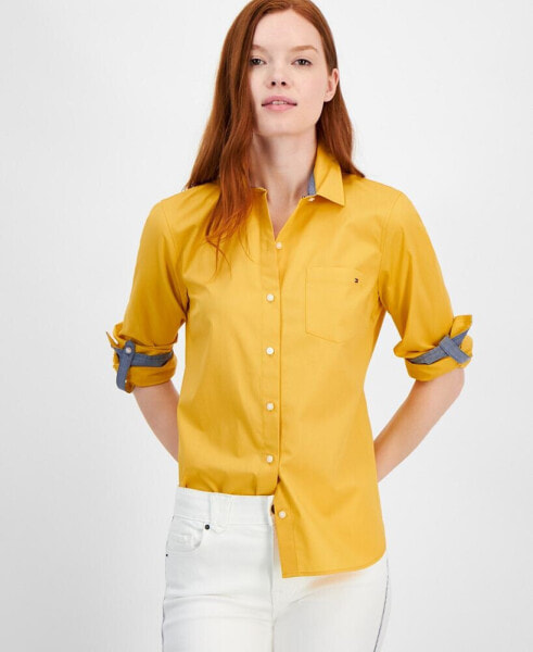 Women's Cotton Roll-Tab Button Shirt