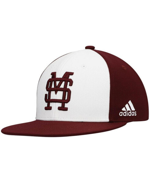Men's White and Maroon Mississippi State Bulldogs Team On-Field Baseball Fitted Hat