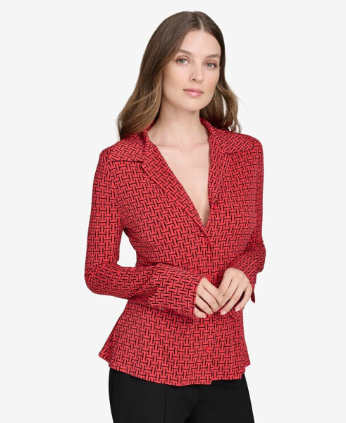 Women's Printed Notch-Collar Blouse