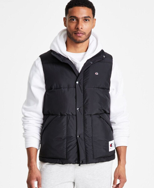 Men's Solid-Color Quilted Puffer Vest