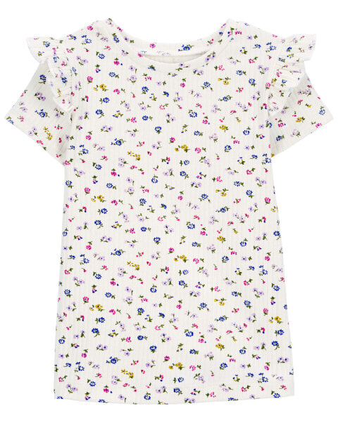 Toddler Ivory Floral Flutter Top 2T