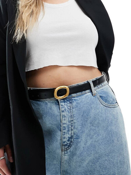 ASOS DESIGN CURVE waist and hip jeans belt with oval buckle design