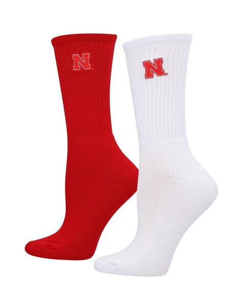 Women's Red, White Nebraska Huskers 2-Pack Quarter-Length Socks
