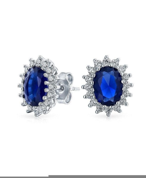 Серьги Bling Jewelry 5CT Royal Blue CZ Halo Crown