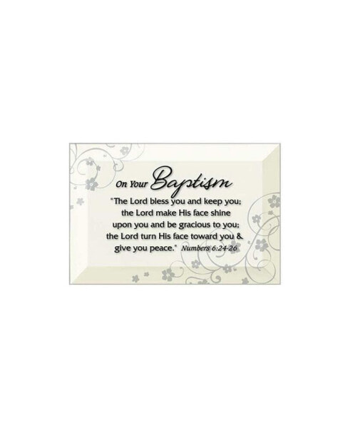 Baptism Beveled Glass Plaque with Easel, 4" x 6"