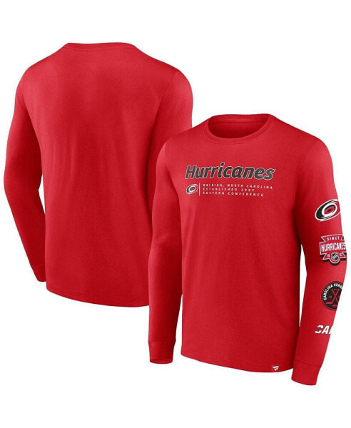 Men's Red Carolina Hurricanes Strike the Goal Long Sleeve T-shirt