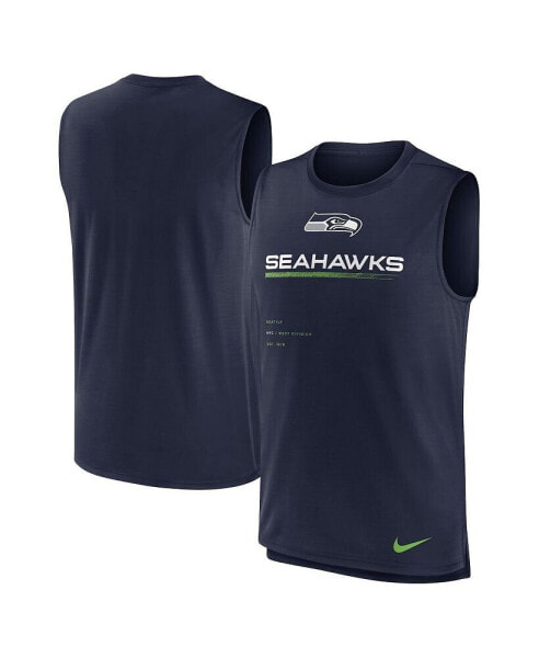 Men's College Navy Seattle Seahawks Muscle Trainer Tank Top