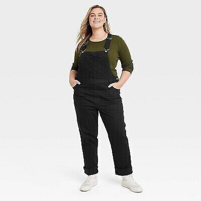 Women's 90's Slim Denim Overalls - Universal Thread Black 30