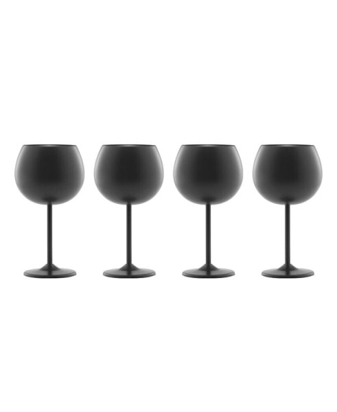 12 Oz Brushed Black Stainless Steel Red Wine Glasses, Set of 4