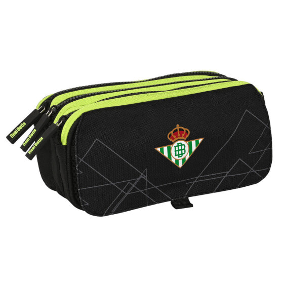 Тройной пенал Real Betis Balompié 21,5 x 10 x 8 cm Чёрный лимонный