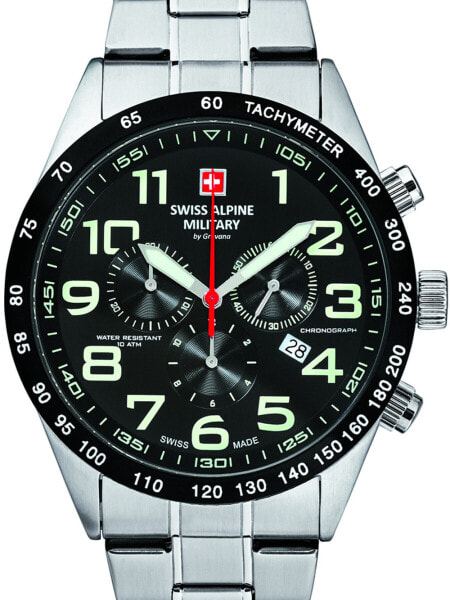 Swiss Alpine Military 7047.9137 Chronograph Mens Watch 43mm 10ATM