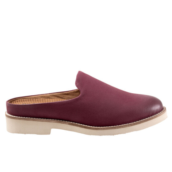 Softwalk Wolcott II S2267-662 Womens Burgundy Wide Leather Mule Flats Shoes