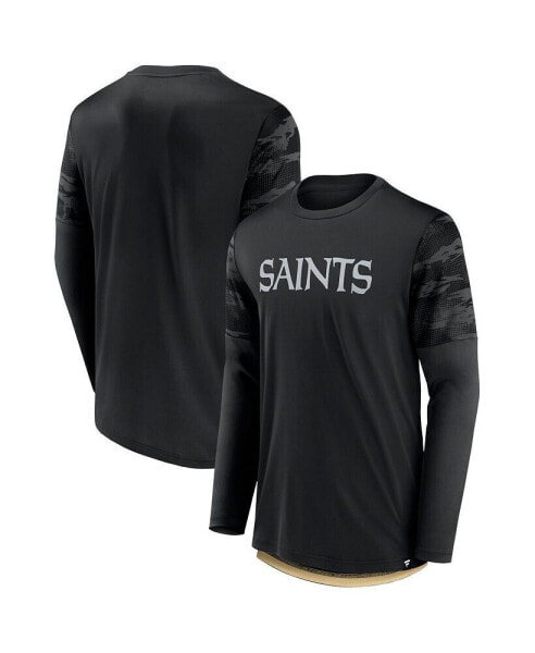 Men's Black, Gold New Orleans Saints Square Off Long Sleeve T-shirt