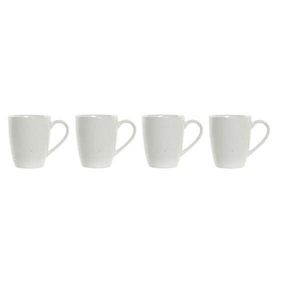 Набор из 4 кружек Mug DKD Home Decor Белый Натуральный древесина каучукового дерева Керамика 300 ml 19 x 13 x 31 cm