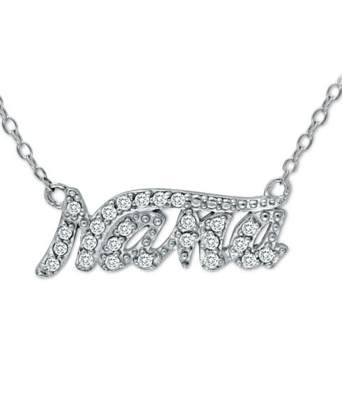 Cubic Zirconia "Nana" Pendant Necklace in Sterling Silver, 16" + 2" extender, Created for Macy's