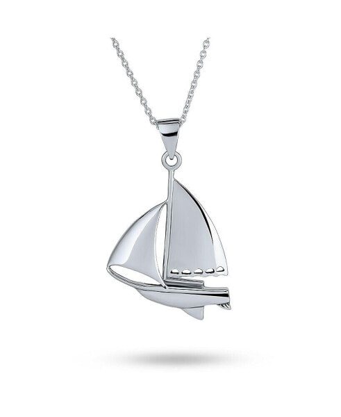 Bling .925 Sterling Silver Nautical Sail Boat Sea Lover Ocean Vacation Ship Sailboat Pendant Necklace For Women