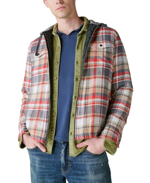 Рубашка мужская с капюшоном Lucky Brand клетчатая Zip-Front Hooded Overshirt