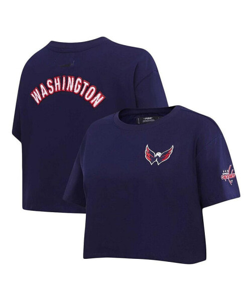 Women's Navy Washington Capitals Classic Boxy Cropped T-shirt