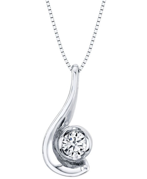 Diamond Swirl Frame 18" Pendant Necklace (1/4 ct. t.w.) in 14k White Gold