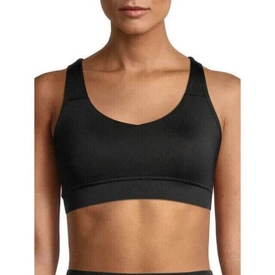 Avia Sport Bra Women M Black Impact Strappy Moisture Wicking Pullover Polyester