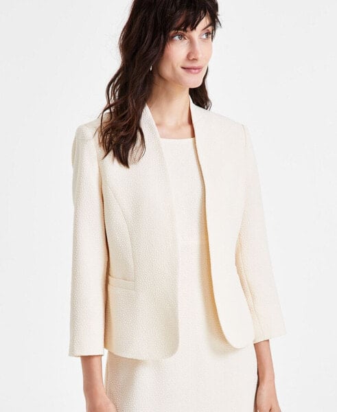 Women's Jacquard Collarless Open Blazer