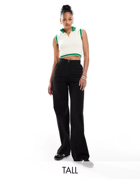 DTT Tall high waisted smart trousers in black