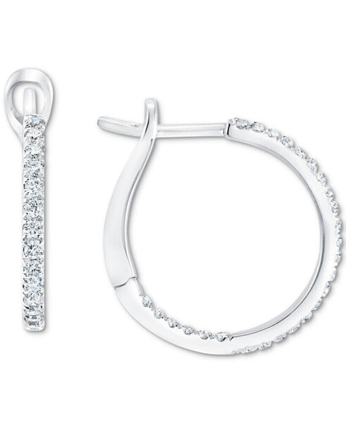Diamond In & Out Hoop Earrings (1/4 ct. t.w.) in 10K White Gold