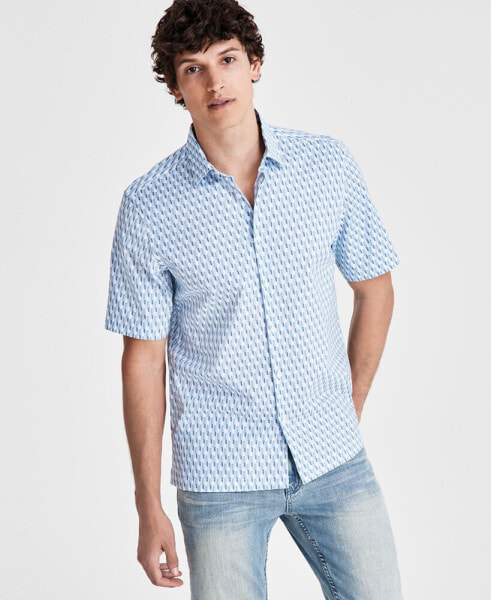 Men's Regular-Fit Geo-Print Button-Down Shirt, Created for Macy's