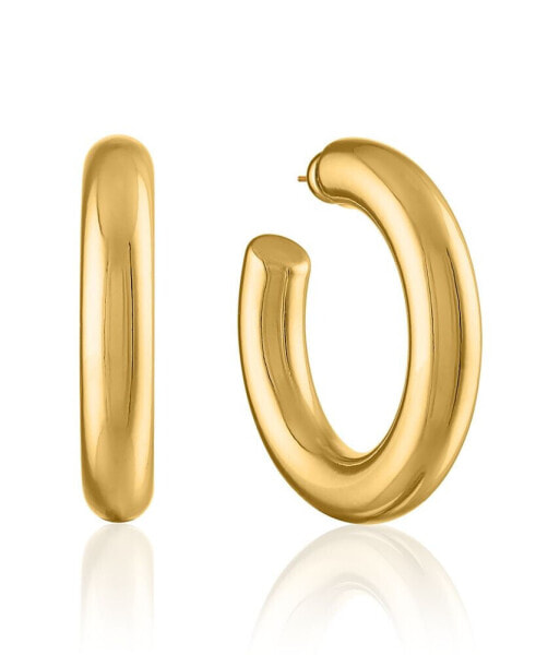 Women's Chubby Large 18K Gold-Plated Brass Hoops Earrings