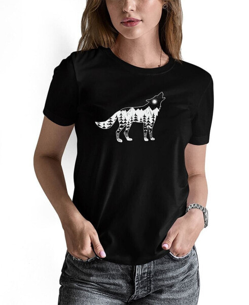 Women's Howling Wolf Word Art T-shirt