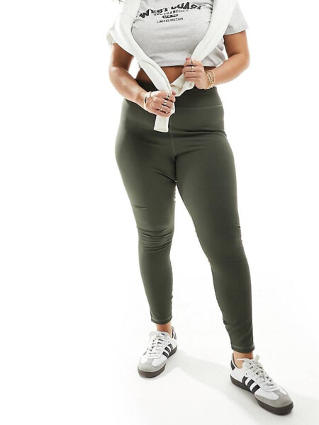 In The Style Plus high waist legging in khaki