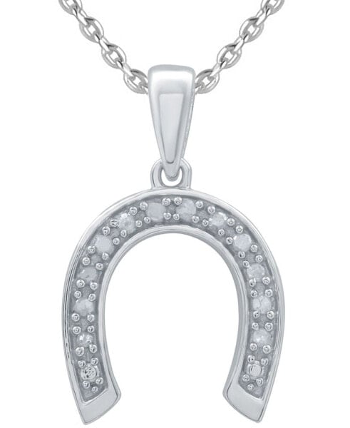 Macy's diamond Horseshoe Pendant Necklace (1/10 ct. t.w.) in Sterling Silver