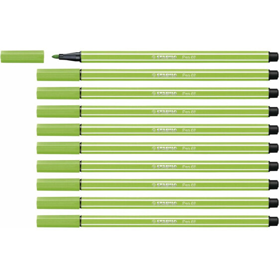 Зеленые фломастеры Stabilo Pen 68 Light Green (10 штук) STABILO