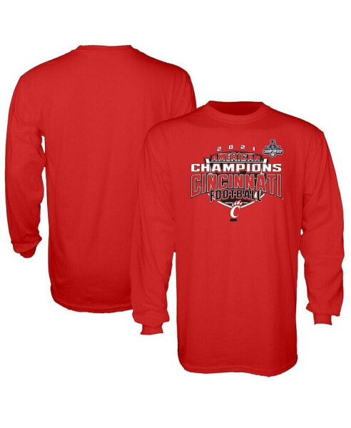 Men's Red Cincinnati Bearcats 2021 AAC Football Conference Champions Locker Room Long Sleeve T-shirt