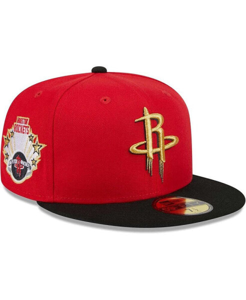 Men's Red, Black Houston Rockets Gameday Gold Pop Stars 59FIFTY Fitted Hat