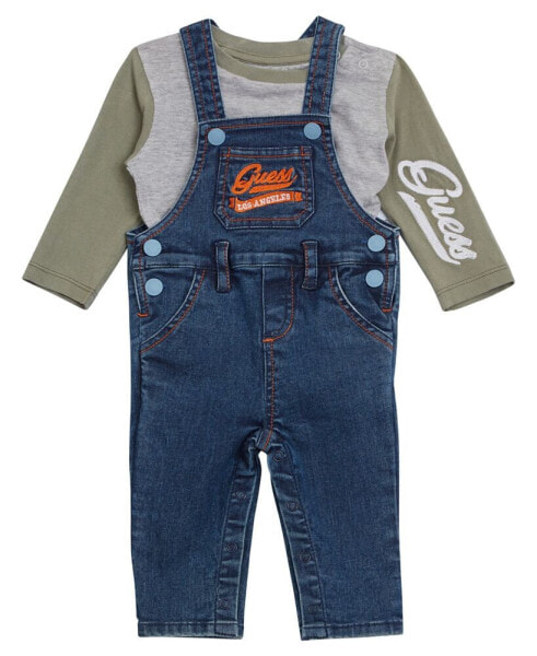 Костюм Guess Baby Boys Embroidered Shirt and Denim Overall