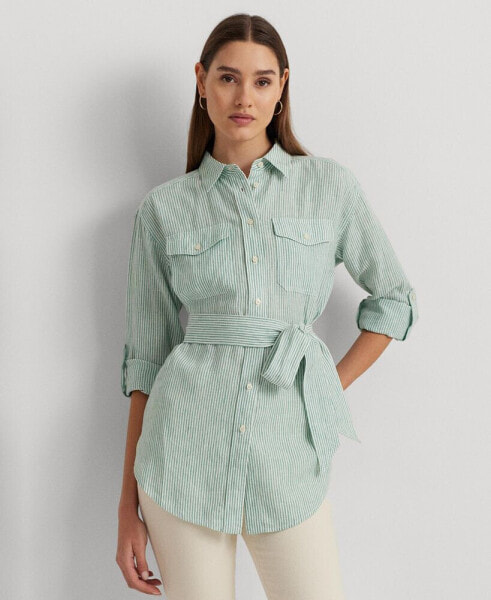 Women's Striped Belted Utility Shirt