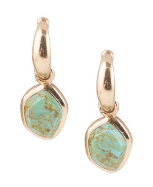 Bold Bronze and Genuine Turquoise Drop Earrings