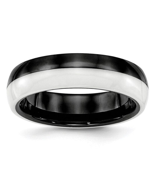 Ceramic Black and White Polished Wedding Band Ring