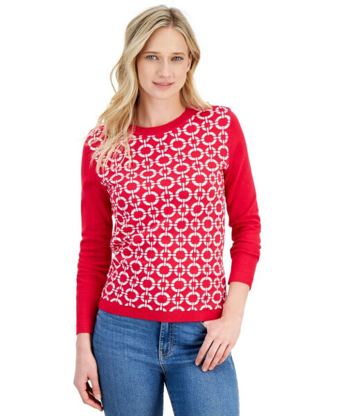 Women's Cotton Circle Link Crewneck Sweater