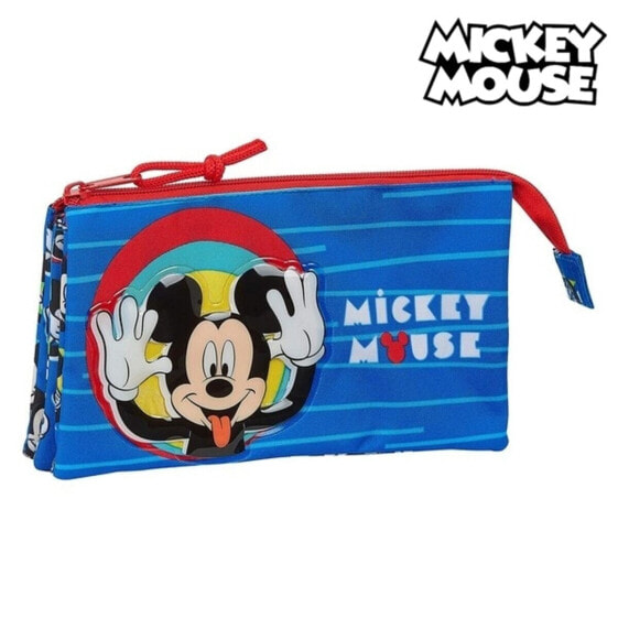Пенал для школьных принадлежностей Mickey Mouse Me time Тройной Красный Синий 22 x 12 x 3 см