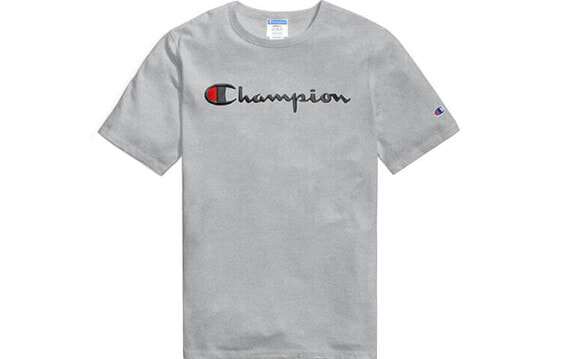 Champion 刺绣草写字母直筒T恤 美版 男女同款 灰色 / Футболка Champion T1919G-549465-1IC T-Shirt
