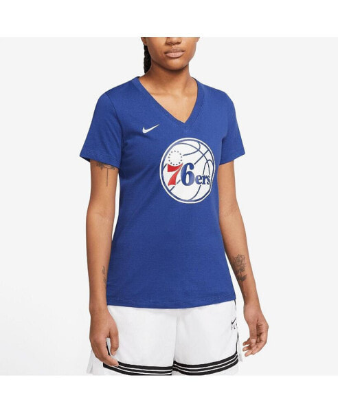 Women's Blue Philadelphia 76ers 2022/23 City Edition Essential V-Neck T-shirt